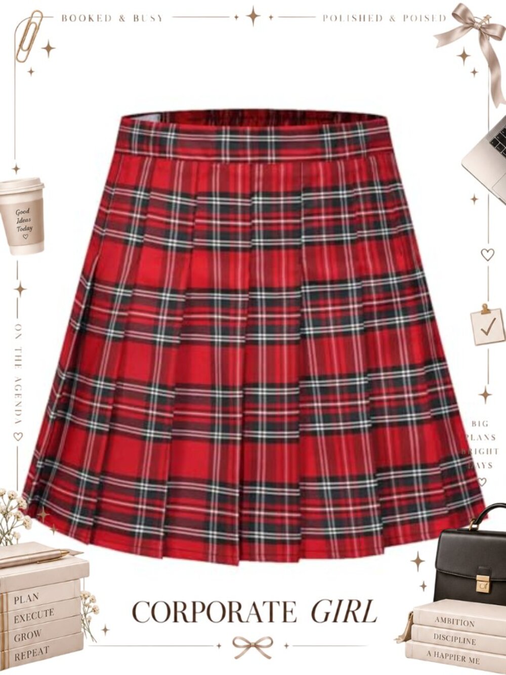 Girls High Waisted Pleated Skort with Built-In Shorts A-Line Tennis Skirt